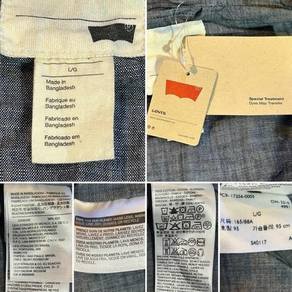 Levi's Trekking Parka Striped Hooded Jacket Nautical Canvas Navy/White Large NWT - Picture 11 of 11